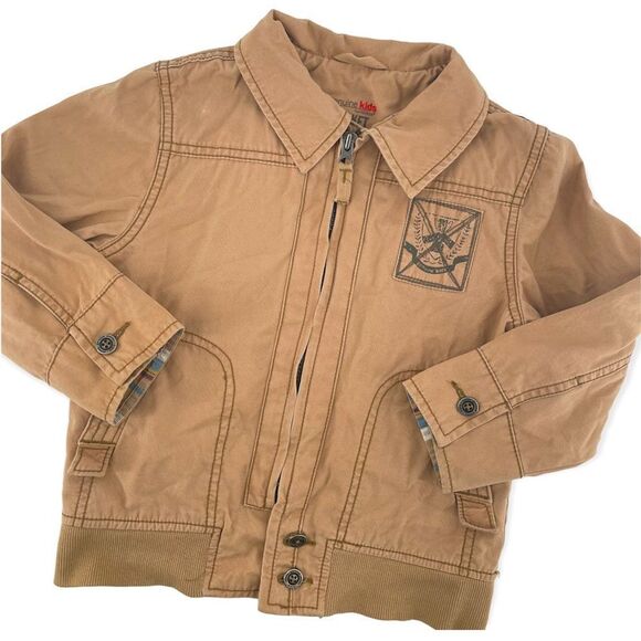 Genuine Kids from OshKosh Toddler Boy’s Khaki Tan Full Zip Cotton Jacket 3T - Picture 1 of 14